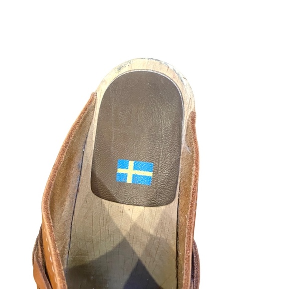 MIA Tan brown Swedish clogs  braided mid high heel 37 7 - Picture 6 of 6